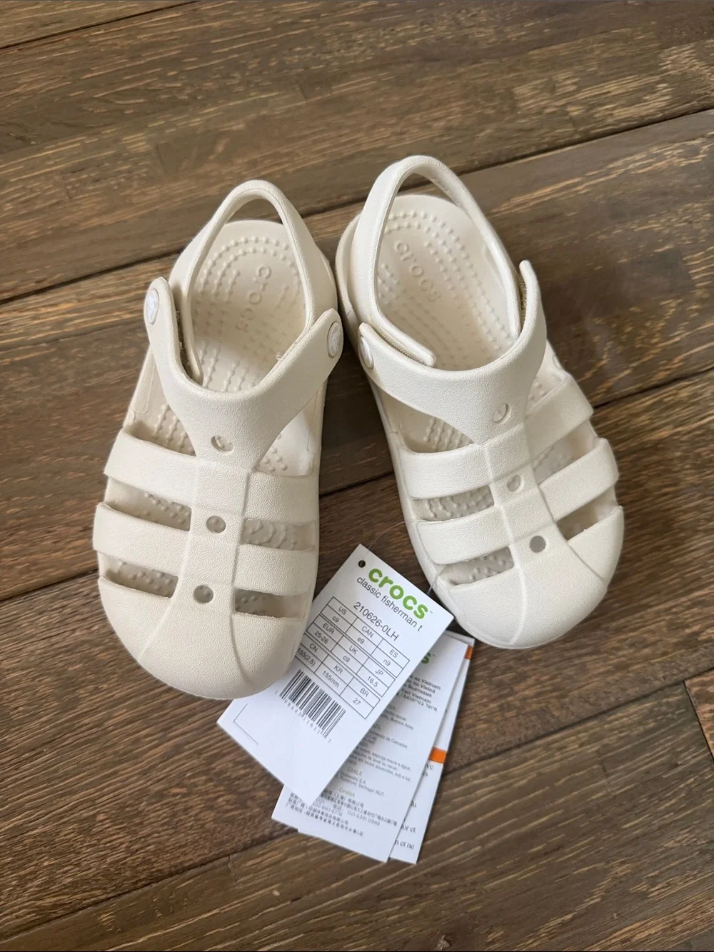 CROCS Kids' White Fisherman Sandals NWT